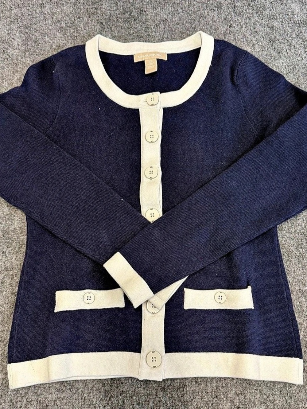 Banana Republic Color Block Cardigan in Blue & White Size XS